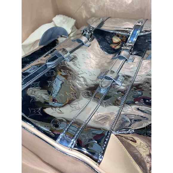 Louis Vuitton Christopher PM Silver Mirror Monogram Backpack Weekend Travel Bag - Picture 8 of 12